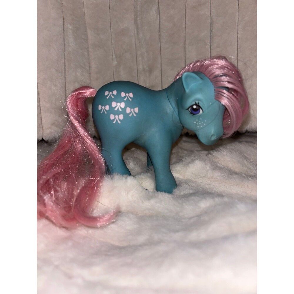 Vintage G1 My Little Pony BOW TIE 1983 Hasbro Earth Pony Blue Pink Hair